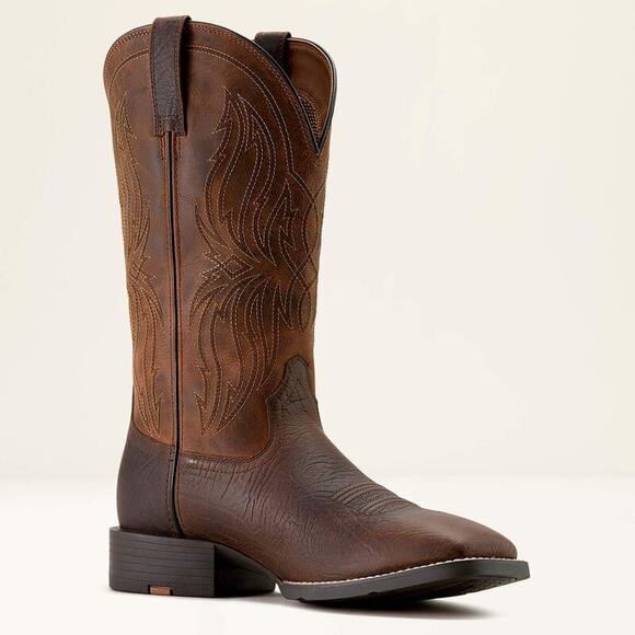 NEW Ariat Sport Rustler Wide Square Toe Cowboy Boots Brown Leather Western 9.5D main image 13